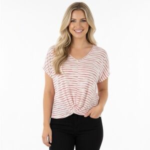 Hummingbird size small red & white striped top